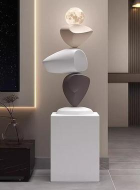 轻现代时来运摆转石件客IBZ厅型落地大软装饰品高级感艺术乔奢迁