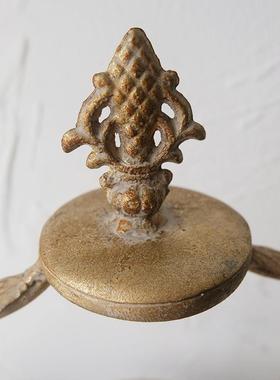 欧式复古做旧面蜡烛法式高脚铁艺装饰托盘何摆台拍桌3012道几具首