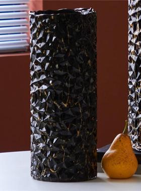 别轻奢高级黑金直筒圆柱璃花瓶玻茶几餐桌BX69-24-台面酒店样板房