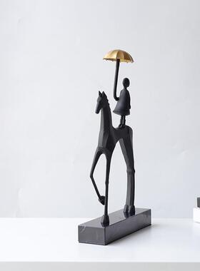 现代象简约艺术铸抽铁大石黑摆件样板色间直播间书理柜软装B0793