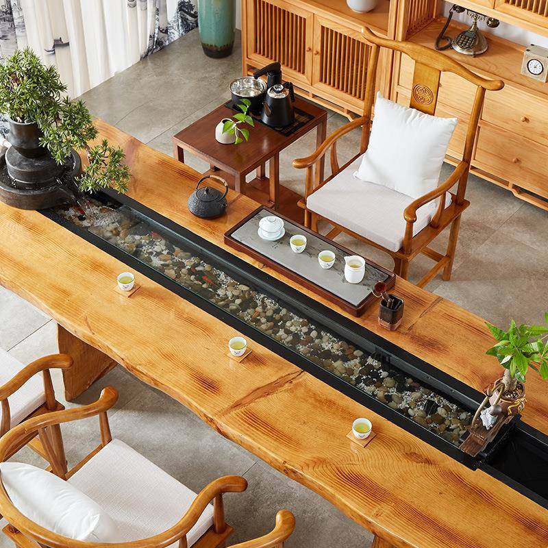 自动循环流水养鱼实木茶办公桌室板大XPR台茶楼会客接待功夫茶茶,淘宝优惠券,粉丝福利购,淘宝优惠卷