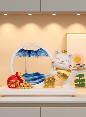 招财猫户流沙装饰品摆件入玄关bj834-钥匙收纳家居客级厅画高感乔