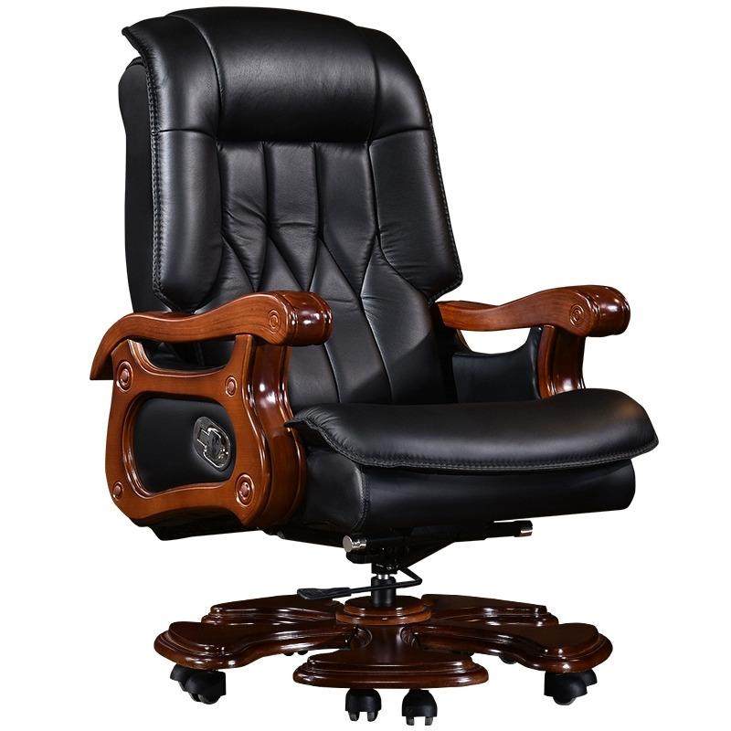 真皮老板椅中式大班椅高档实木椅子家用可躺商务电脑椅按摩办公椅,淘宝优惠券,粉丝福利购,淘宝优惠卷