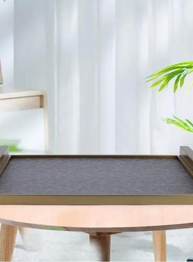 熟悉时光轻奢酒店玄关摆件托盘新纳中式编织客方厅板置物盘长形样