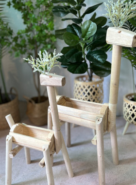 实木小鹿花架创意多肉花盆幼儿园植物角布置店面橱窗装饰摆件室内