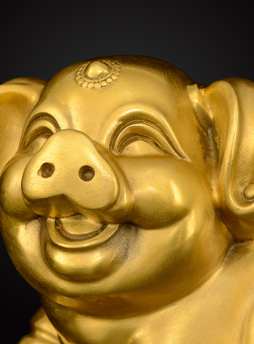 铜猪摆件纯铜猪装饰品客厅猪年礼品金猪店铺开业