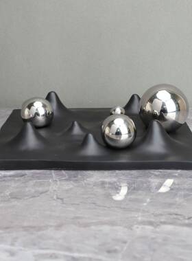 现代简约黑白树脂动棋盘厅样板房电001柜感卧室书房客餐厅玄关饰