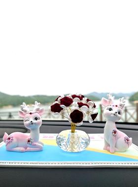 QJW镶钻汽车摆件一路平安内鹿车车车网红创意高档上载装饰用品女