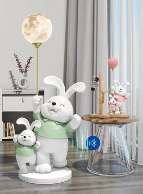 现柜摆代可爱亲子饰兔月球灯落地收纳件家AVU居客厅电视沙发边装