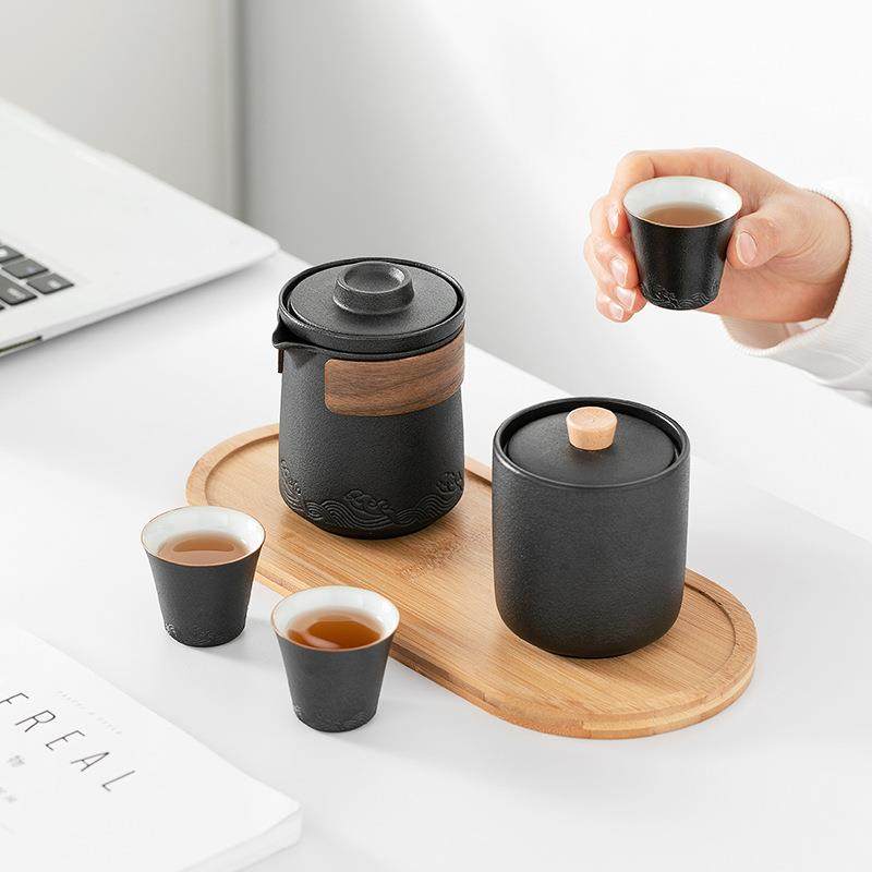 旅行茶具家用日式陶瓷一壶三杯便携包快客杯刻字茶盘小套功夫套装,淘宝优惠券,粉丝福利购,淘宝优惠卷