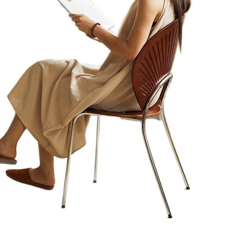 实木餐椅贝壳椅用简约靠桌背家餐椅子复古实木贝壳中古茶轻奢感木,淘宝优惠券,粉丝福利购,淘宝优惠卷