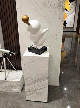 现代客厅大座理石底落地基店玄ZG-66913关酒艺术品石立柱雕座塑展