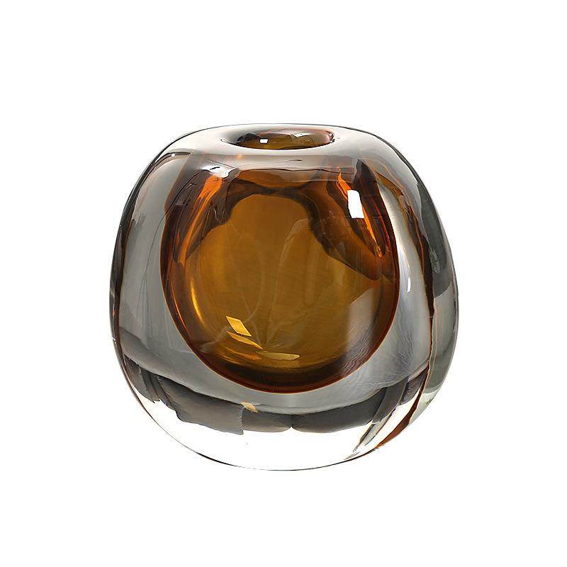 欧式简约透明玻璃花瓶摆件创意轻奢客厅茶几圆型插花器家居装饰,淘宝优惠券,粉丝福利购,淘宝优惠卷