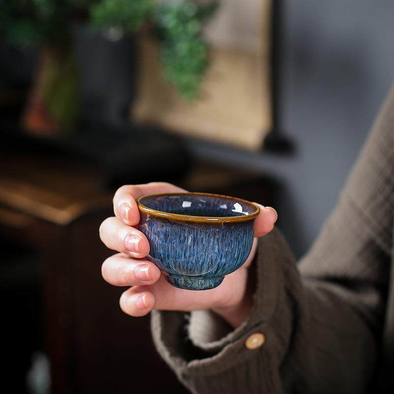 窑变茶具套装盖碗家用蓝盏整套办公室会客泡茶器功夫陶瓷茶杯,淘宝优惠券,粉丝福利购,淘宝优惠卷