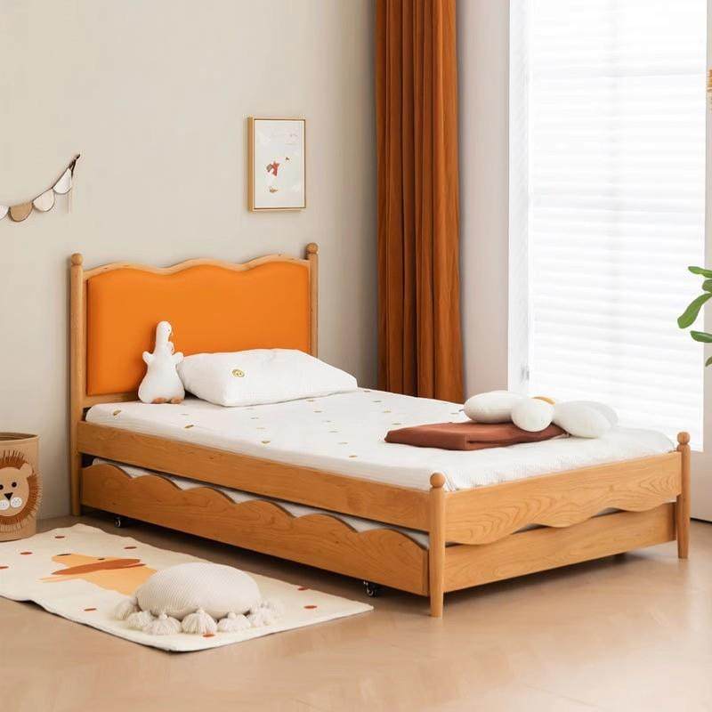 北美樱桃木全实木子母拖床日式黑胡桃木多功能抽拉伸缩软包儿童床,淘宝优惠券,粉丝福利购,淘宝优惠卷