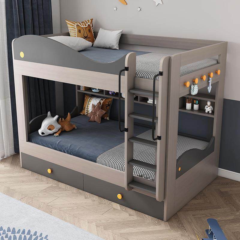 现代儿童简约上下床平行高低床学生上下铺木床上下同宽双层子母床,淘宝优惠券,粉丝福利购,淘宝优惠卷