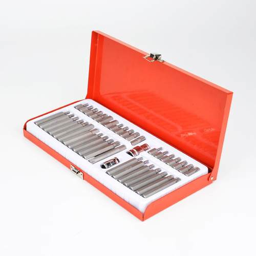 新款40件套星批组合批头套装S2铬钒钢两种材质汽修内六角扳手套筒 - 图1