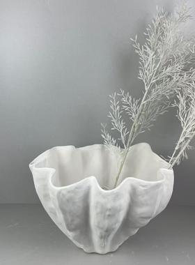 欧式简072几约树脂荷叶花厅瓶创意样板间室客餐桌酒柜茶工卧艺品