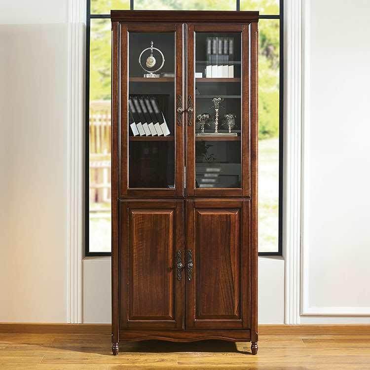 美式书柜一体靠墙带门全实木书橱自由组合柜欧式置物柜书架陈,淘宝优惠券,粉丝福利购,淘宝优惠卷