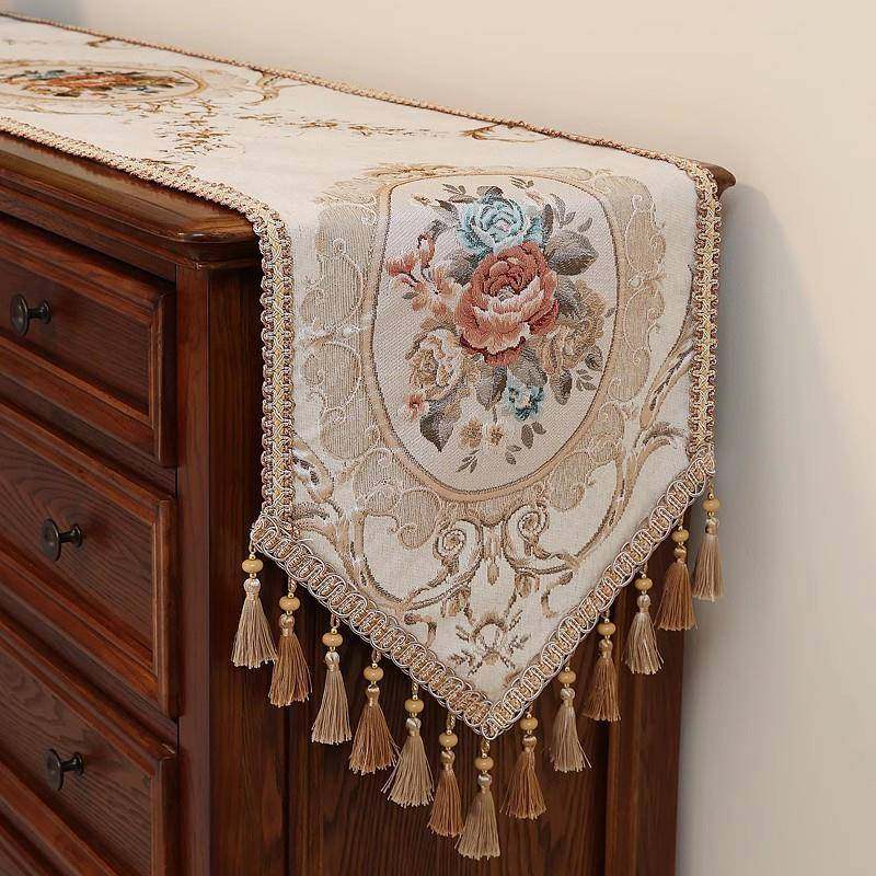 欧式桌旗轻奢高端美式布艺中间长条茶几餐桌旗布高级感五斗柜盖布,淘宝优惠券,粉丝福利购,淘宝优惠卷