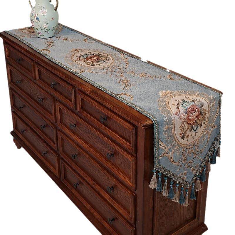 欧式桌旗轻奢高端美式布艺中间长条茶几餐桌旗布高级感五斗柜盖布,淘宝优惠券,粉丝福利购,淘宝优惠卷