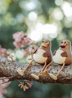 长腿鸟/创木工坊实木装饰品日常送礼家居桌面摆件北欧可爱