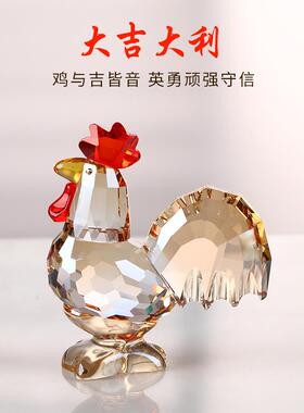 x饰yt水晶柜公鸡摆十二生F7569SJT肖吉祥物办公室桌面装品现代简