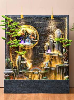 大型山流水假喷泉玄关10266702水幕墙屏风客厅环水观景装循饰落地