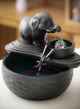 桌面型流水办摆件循10026478环水车风水轮小吸水象水晶球室客厅茶