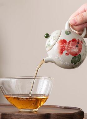 创意手绘茶壶龙蛋壶过滤单壶中式家用陶瓷茶具冲泡茶壶高档