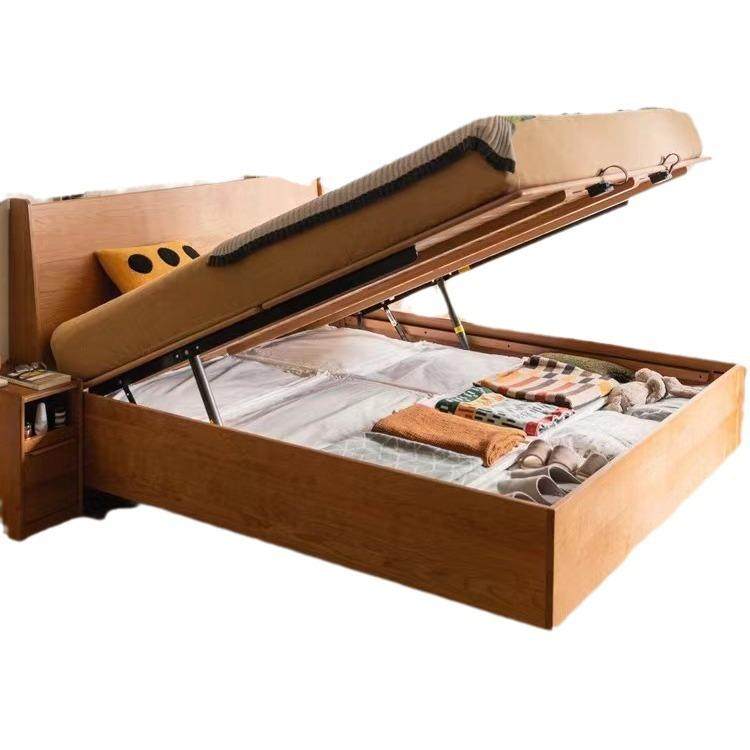 北欧简约樱桃木箱体床全实木床储物床卧室小户型双人床现代高箱床,淘宝优惠券,粉丝福利购,淘宝优惠卷