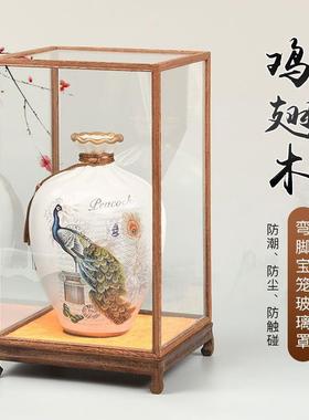 展玩示盒玻璃罩子罩雕实木刻宝笼摆件底座文观音佛像防尘LJX透明