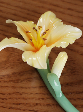 东方泥土《母亲花》陶瓷纯手工瓷花小摆件客厅茶桌办公室桌面装饰