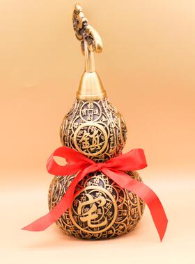 黄铜YF特大号葫芦摆件招财芦意桌面摆葫件开口葫芦家中创公室办摆