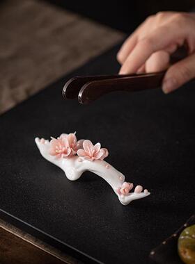 桌镇创意手工捏花20240723陶瓷摆件中式梅花花笔架笔搁笔枝托书房