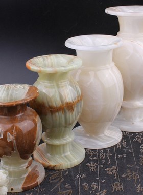 巴基斯坦玉雕青白玉花瓶中式玉石插花瓶摆件家居玄关装饰玉器瓶子