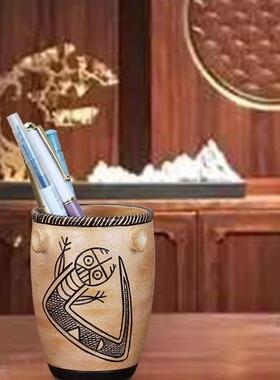 鹳鱼石斧仰韶F95966M7文化创彩陶意陶瓷仿古收桶桌面收纳纳盒礼文