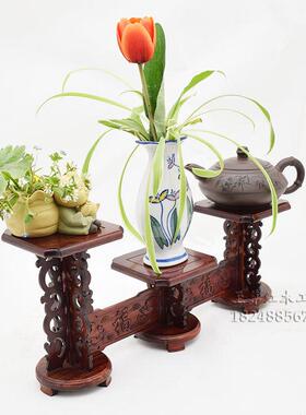 红木花盆瓶装饰摆件茶具底座紫砂茶壶高低实木玉奇石头底座