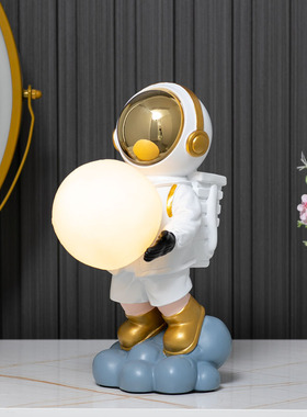 北欧潮酷太空人台灯卧室床头柜玄关小夜灯儿童房装饰睡眠灯太空人