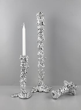 现代极简树电镀银色氛融化烛1424台客脂厅餐厅围酒店样板房居装家