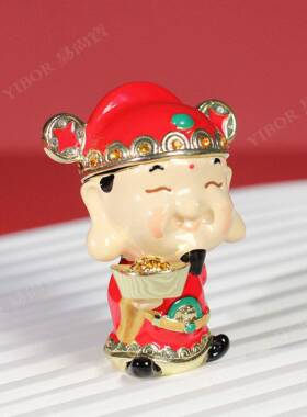 易尚小宝珐琅彩首饰盒装创意家居招财财神爷礼摆JH3078件送礼品物