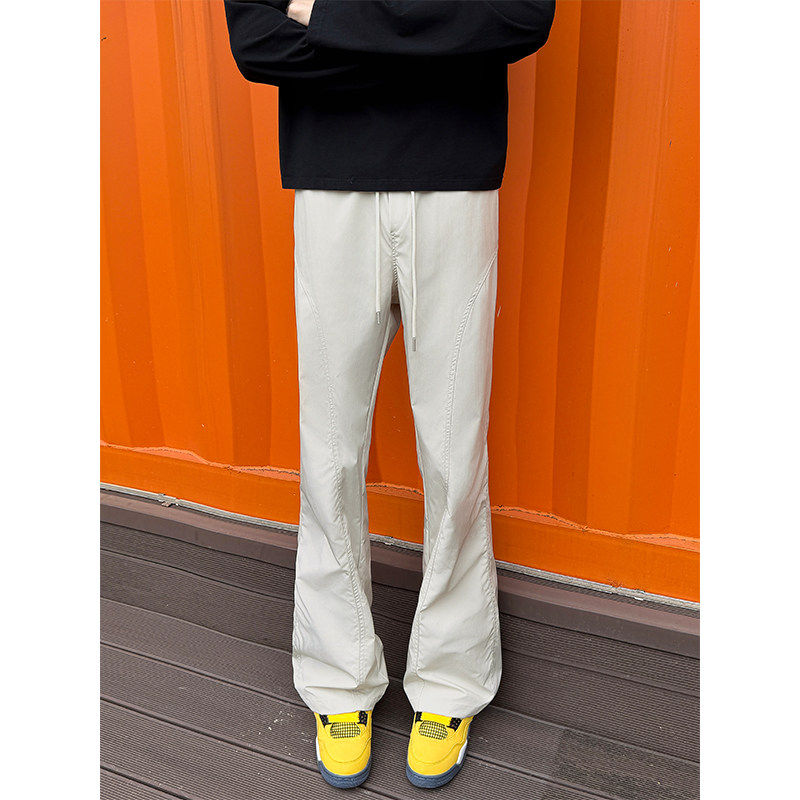 美式运动速干裤男款春季软壳防水冲锋裤子高级感斜切显腿长直筒裤