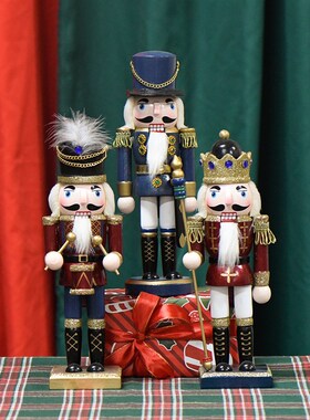 闪光新款新品25CM珠光粉胡桃夹子圣诞节装饰欧式家居创意小摆件