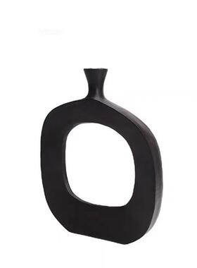 花意瓶花5942黑色色金金属瓶花器玄关创家居装饰摆件