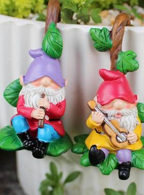 厂家新品人套庭三矮奏乐件花盆挂件花园挂院阳台壁挂HG24102G装饰