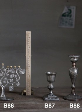 镀银烛台 西洋旧物古董 婚礼装饰静物摄影 摆件【二店道具铺】