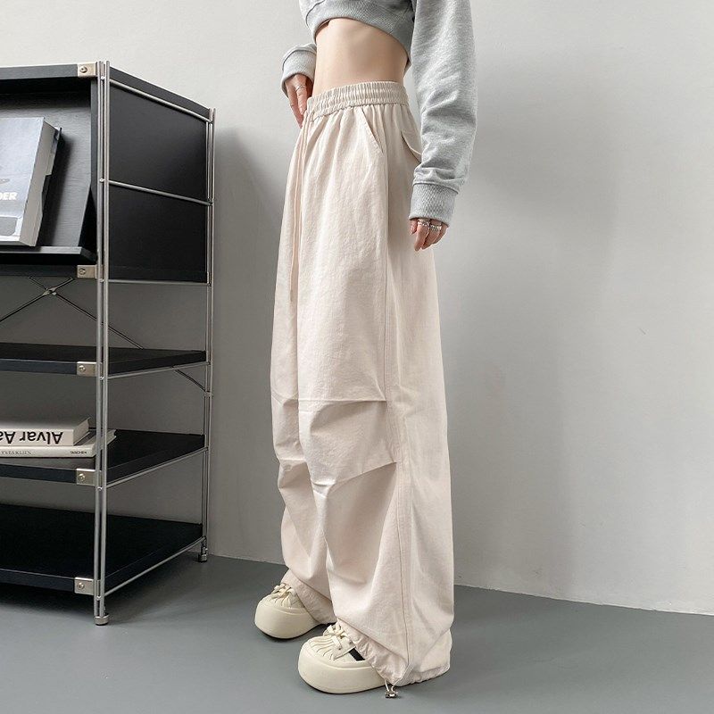 大码宽松显瘦阔腿裤女秋季新款胖mm抽绳束脚休闲裤垂感拖地阔腿裤,淘宝优惠券,粉丝福利购,淘宝优惠卷
