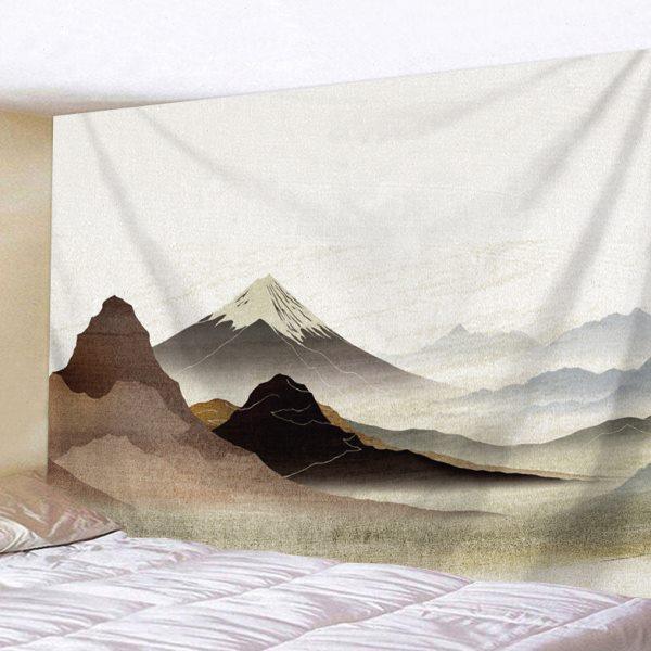 新中式水墨山水墙面装饰挂布客厅沙发背景布风景画布床头卧室挂毯,淘宝优惠券,粉丝福利购,淘宝优惠卷