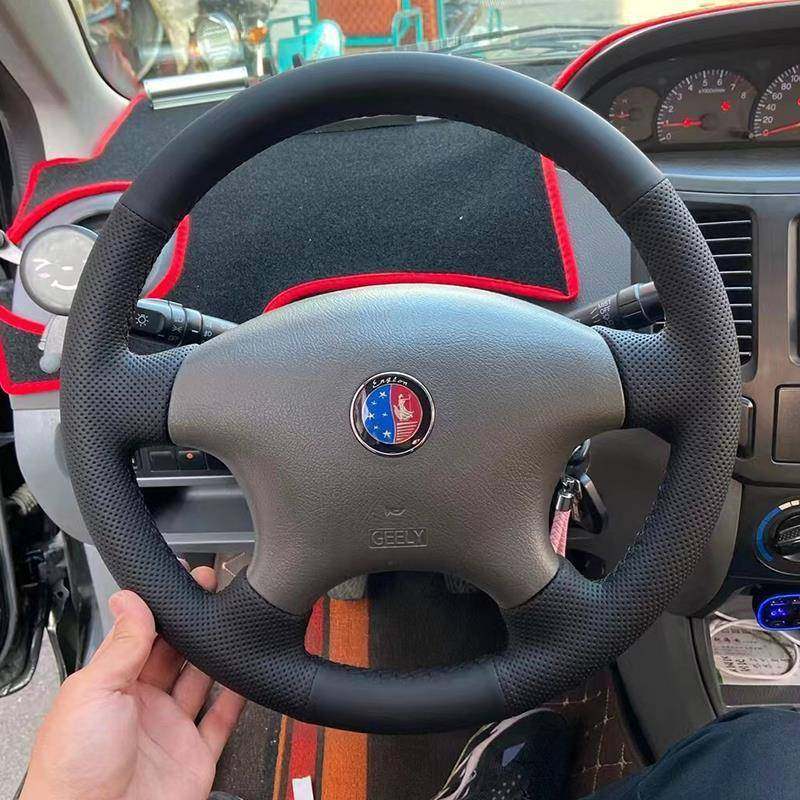 适用于吉利GC7金刚方向盘套真皮金鹰英伦CS6/CS7把套专用全包手缝 - 图0