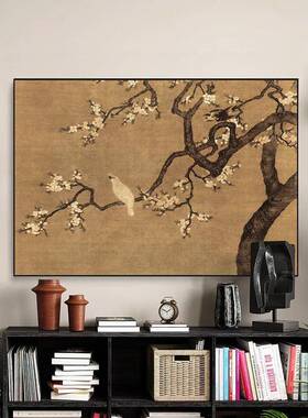 杏花双画雉中古风装饰客国厅沙发背景画壁风玄GH2408关卧室法式复